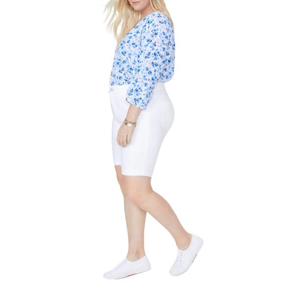NWT NYDJ Briella 11 Inch Cuffed Denim Shorts in Optic White - Picture 3 of 4